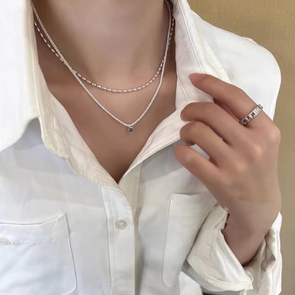 Vòng Cổ choker Xỏ Hạt Màu Bạc Xiaomi Thời Trang Sang Trọng Cho Nữ