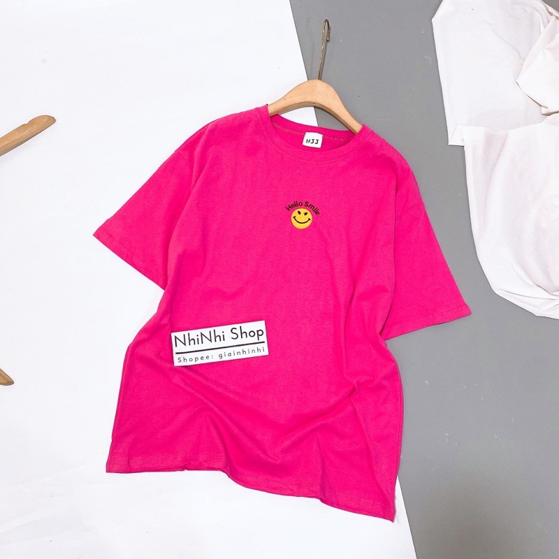 Áo phông sắc màu mặt cười smile dáng dài siêu rộng hàng QC - NhiNhi Shop