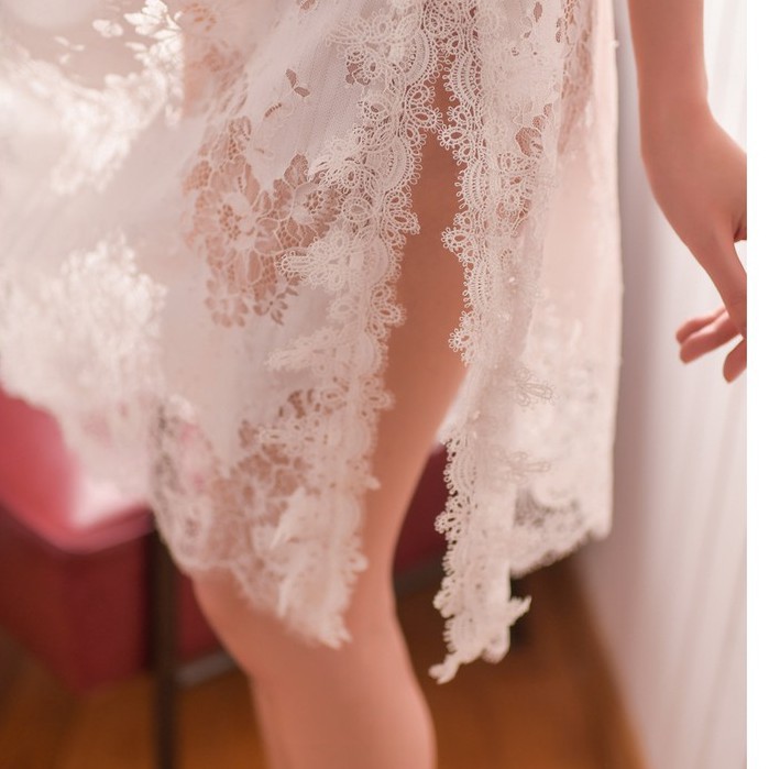 Váy ngủ ren nữ big size  đầm ngủ ren đan dây xẻ tà sexy xuyên thấu cao cấp