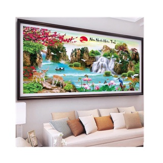 Tranh thêu phong cảnh đẹp 195x85cm