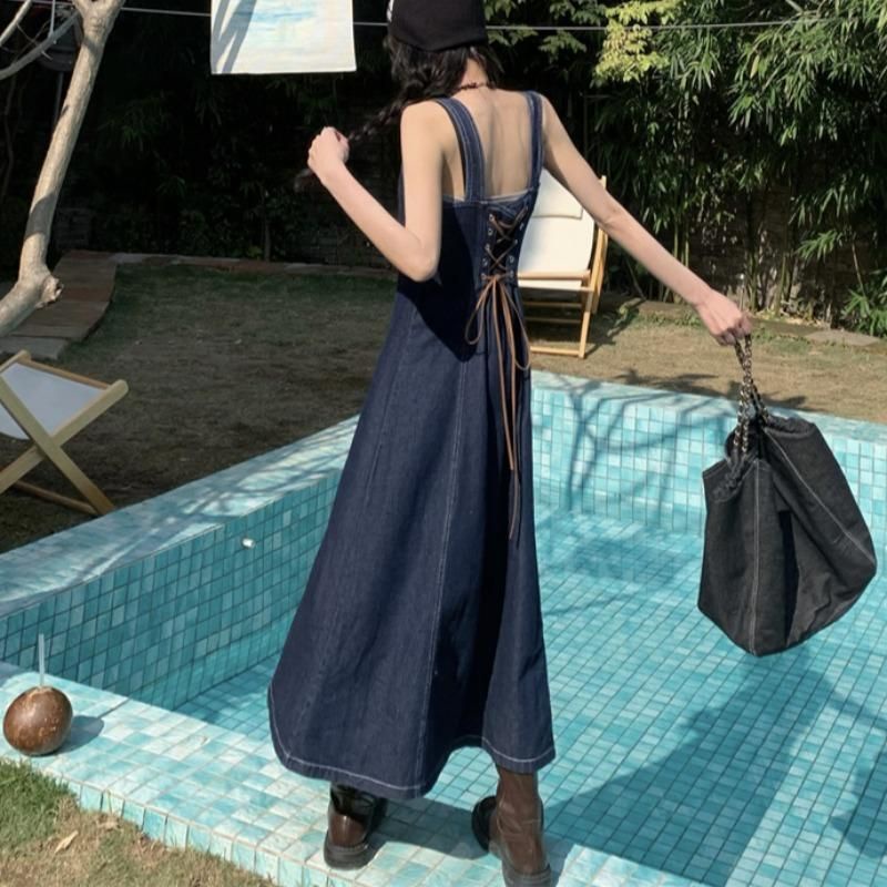 Yếm jean dáng xoè dài taobao order