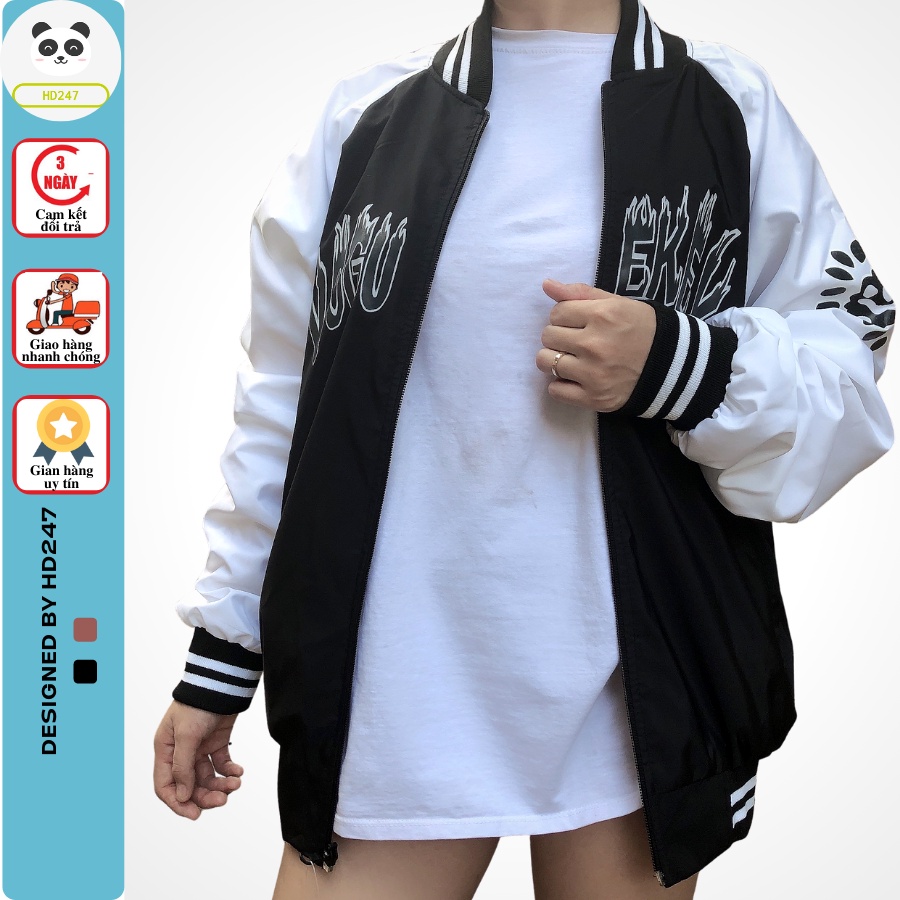 Áo Bomber Jacket Dù 2 Lớp VOGU EKEY Unisex Nữ (Ảnh Thật/Có sẵn) HD247 0253