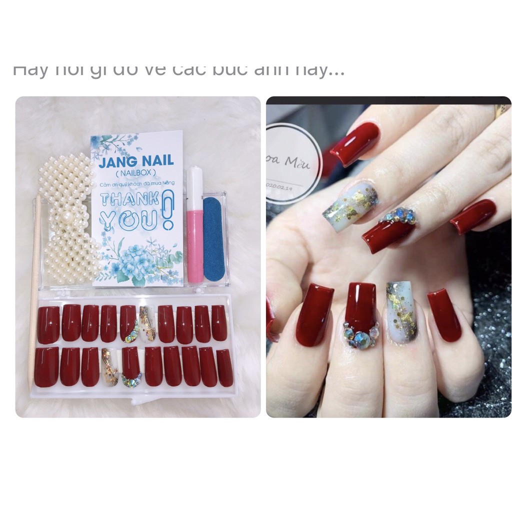 (SALE 50% +Kèm quà tặng) Bộ 24 Móng tay giả giá rẻ / Nailbox / Móng úp thiết kế ( kèm keo và dũa)