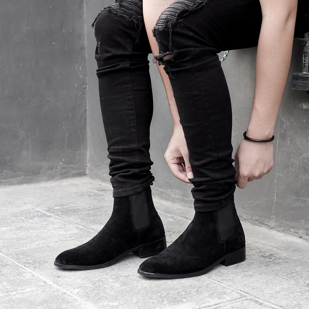 Giày Chelsea boots da lộn JOG04 - da bò nguyên tấm , cao cổ , tăng chiều cao cho nam ( L )