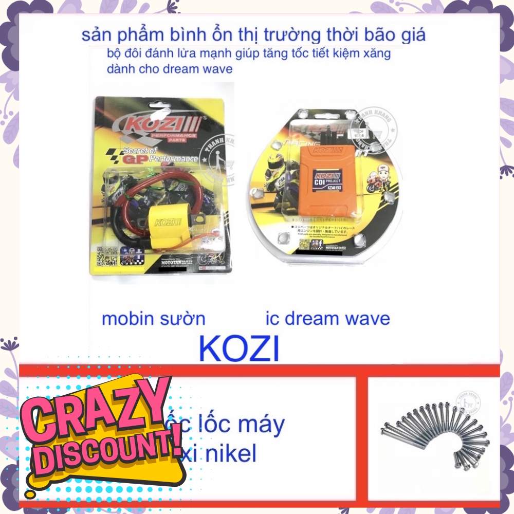 Combo mobin sườn và ic độ kozi  DREAM,WAVE  tặng bộ ốc lốc máy Dream xi nikel thanh khang 006000944 006000943 006000325