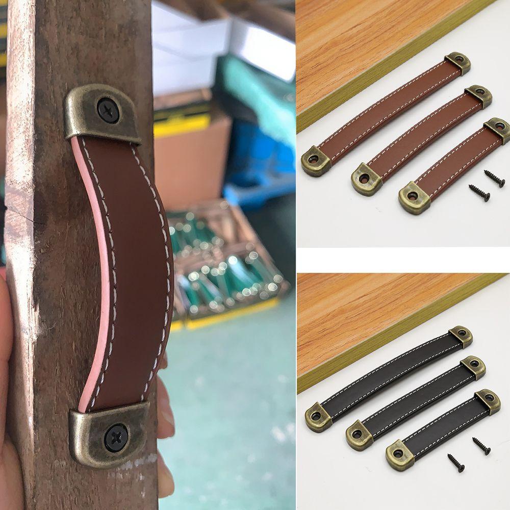 CONOPERY Bộ 4 Tay Nắm Cửa Tủ Bằng Da Phong Cách Vintage