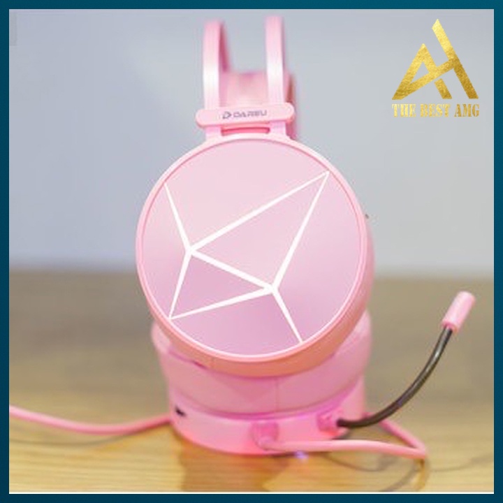 Tai Nghe Headphone Gaming Đèn LED 7 Màu Có Mic DAREU EH722X Màu Hồng Tai Nghe Nhạc Máy Vi Tính PC Laptop Có Dây
