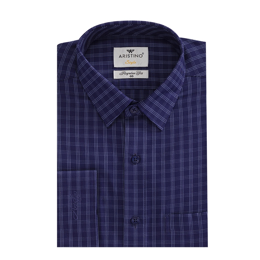 [MẪU MỚI] Áo sơ mi nam dài tay ARISTINO phom Regular fit, màu xanh tím than kẻ dobby lịch lãm, thời thượng - ALS41702
