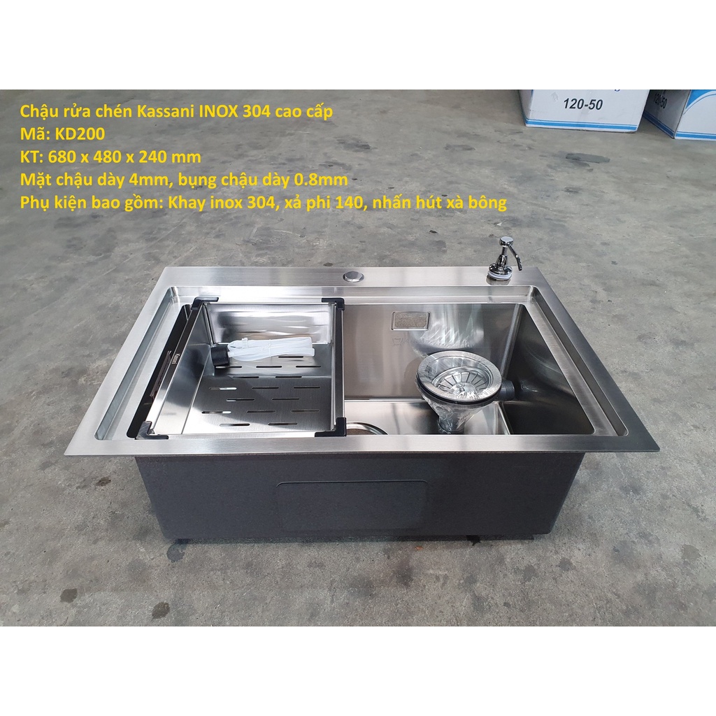 Bồn rửa chén, Chậu rửa chén bát INOX SUS 304 cao cấp Kassani KD200