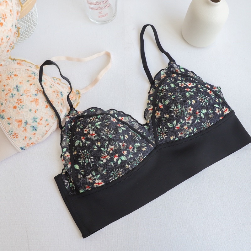 Áo lót nữ ren không gọng.Áo bra coset Su hoa nhí bra lưng siêu êm