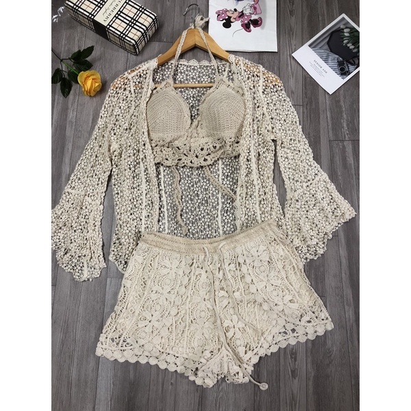 27-Bộ bơi bikini nữ⚡️set ren đi biển 3 món sang chảnh
