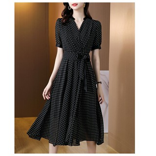 Đầm xòe chấm bi sang trọng quý cô - thời trang bigadela -n26-621