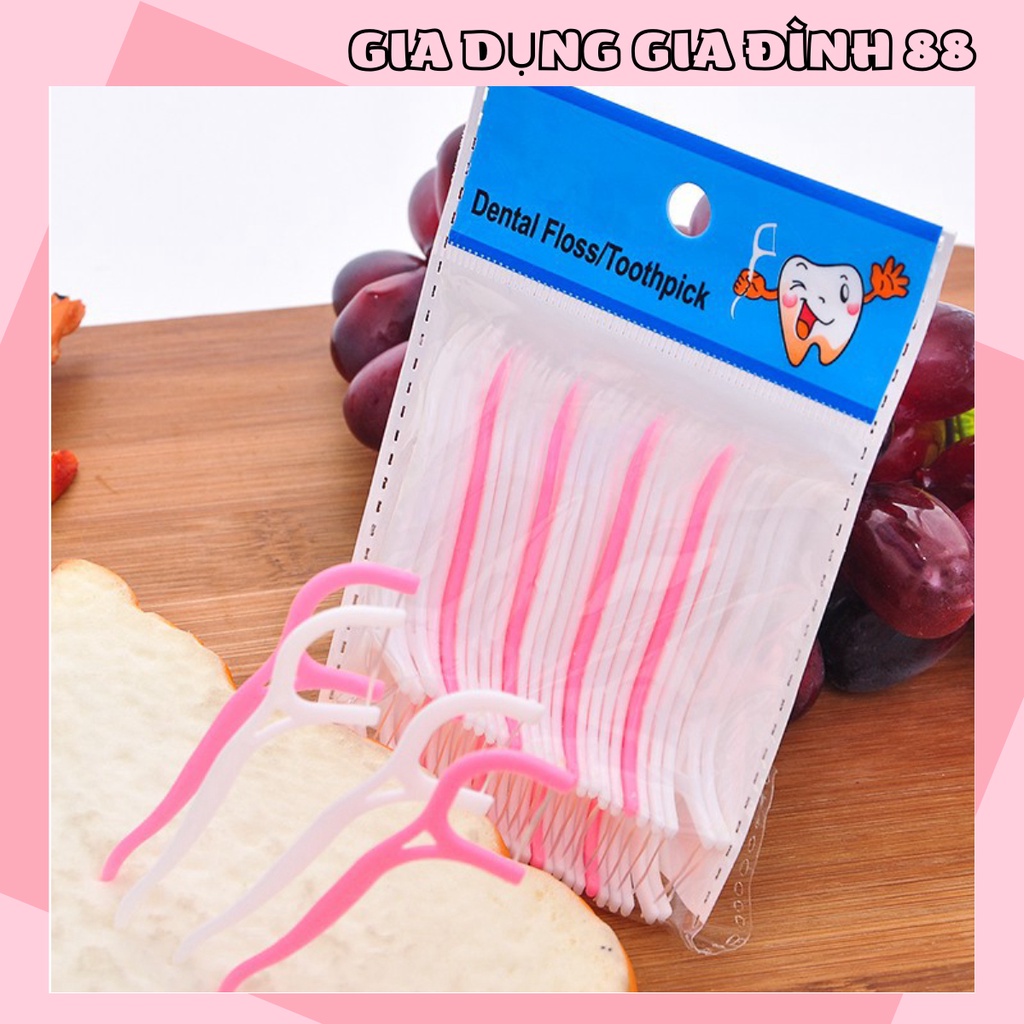 Set 50 Tăm Chỉ Nha Khoa Bằng Nhựa Sử Dụng Một Lần Bảo Vệ Môi Trường 1615 Gia Dụng Gia Đình