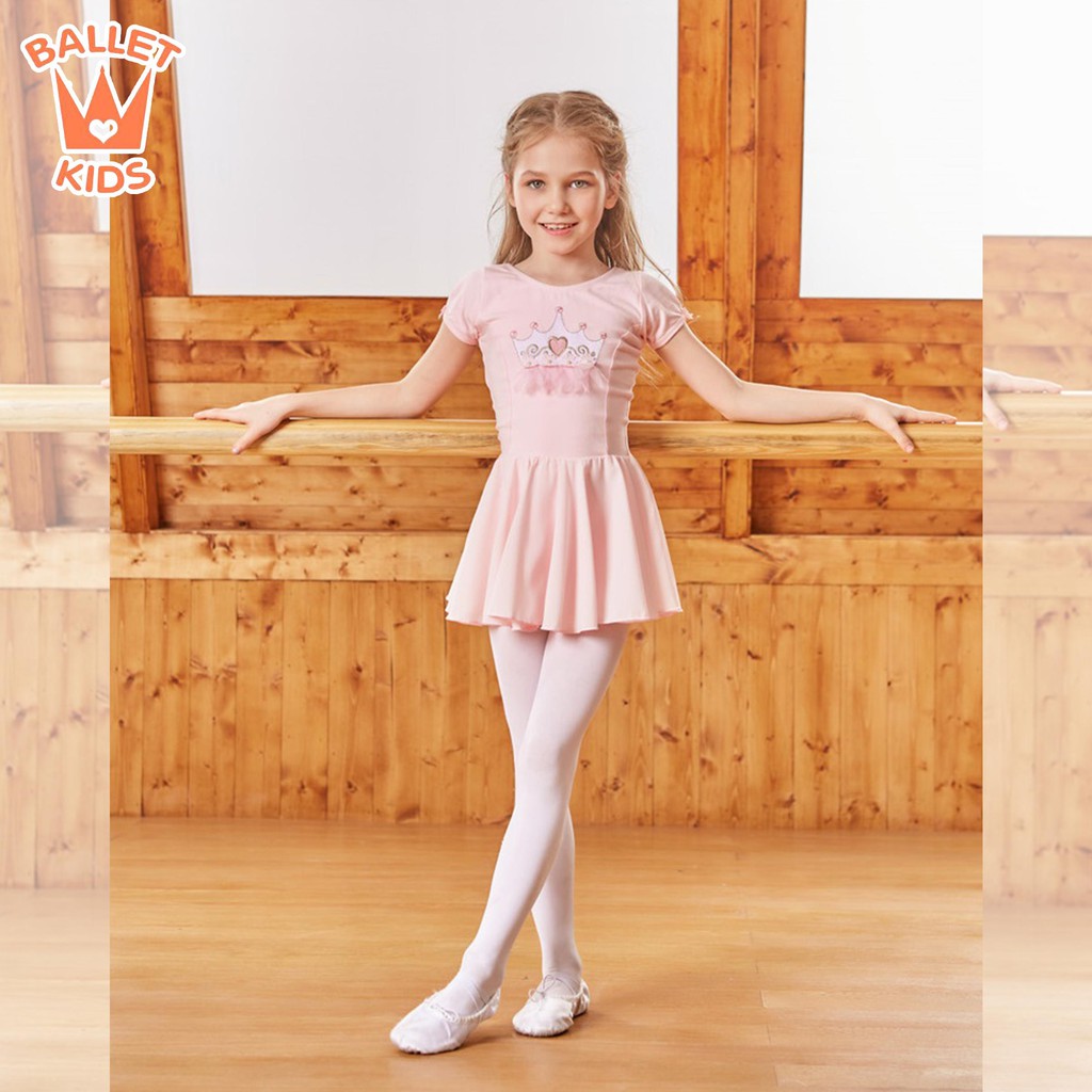 Váy Múa Ballet Trẻ Em Mẫu Vương Miện Thêu Chân Mềm BL09