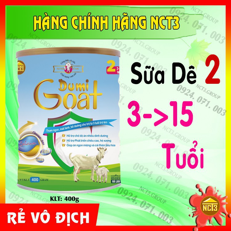 { BÁN GIÁ GỐC } Sữa Dê Cho trẻ 3 đến 15 tuổi Dumi Goat (400g) (Hàng chính hãng công ty NCT3 ) .