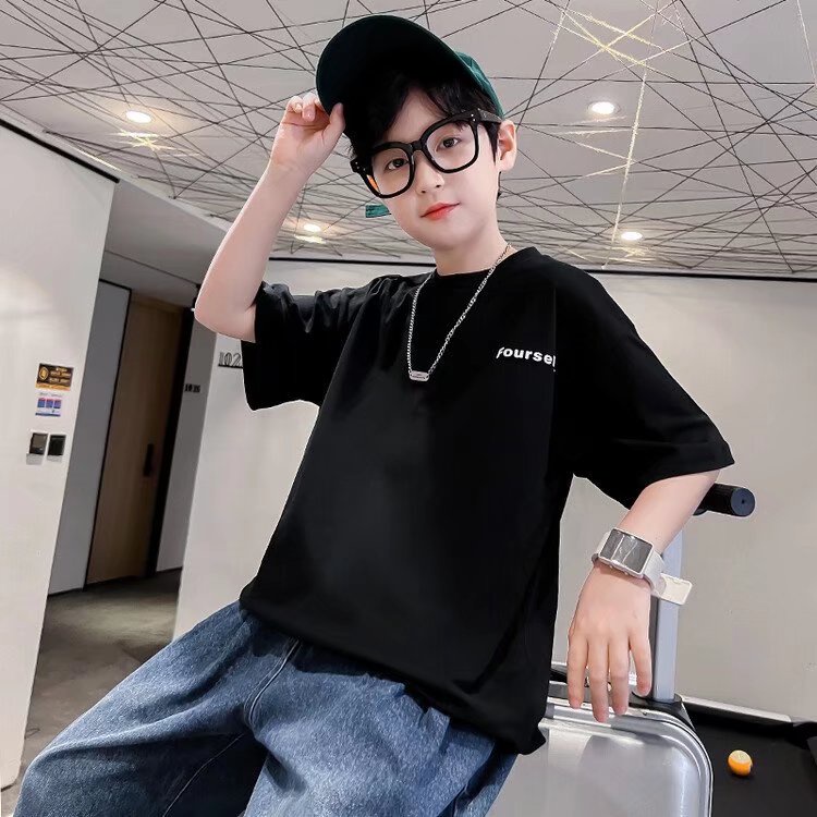 Áo thun BXPB ngắn tay cổ tròn in họa tiết thời trang hè cho bé trai 3-15 tuổi