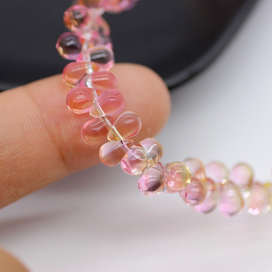 Bộ 50 Hạt Đá Thủy Tinh Hình Giọt Nước Màu Gradient 5x6mm Dùng Làm Trang Sức Vòng Tay