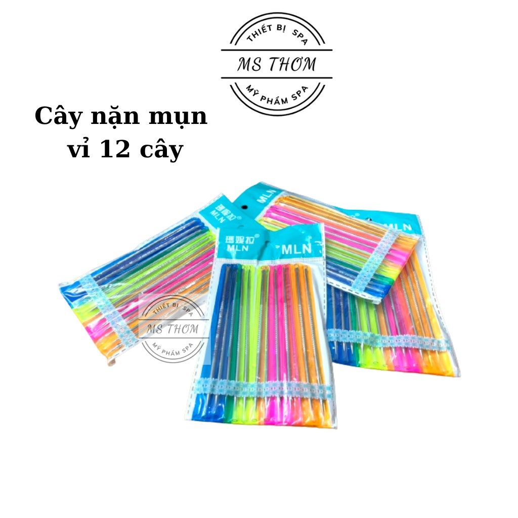 Cây nặn mụn vỉ 12 cây loại 2 đầu giúp lấy nhân mụn dễ dàng