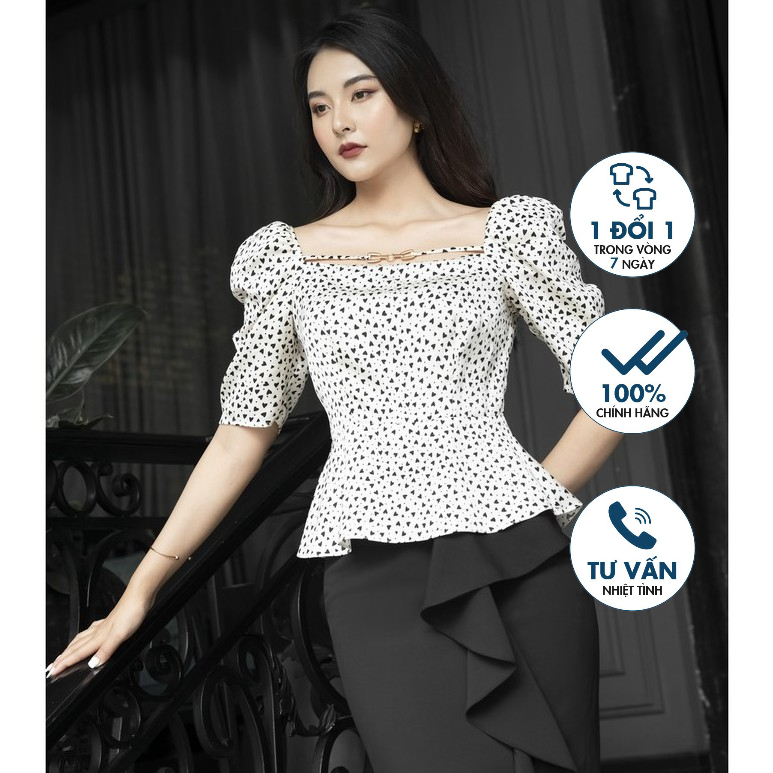 Áo Sơ mi cổ vuông vai chun, đai cổ Emspo SMM2624