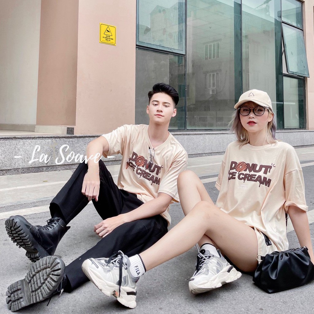 [03N] Áo thun nâu nam nữ Unisex Donut dáng Ulzzang form rộng dành cho các cặp đôi, nhóm - tình yêu nồng cháy