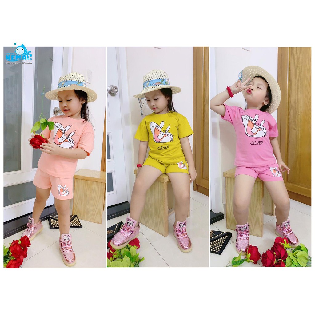 (HOT-GIÁ RẺ)SET 3 BỘ ĐỒ CHO BÉ GÁI IN HÌNH THỎ ĐÁNG YÊU CHO BÉ GÁI TỪ 8KG ĐẾN 25KG