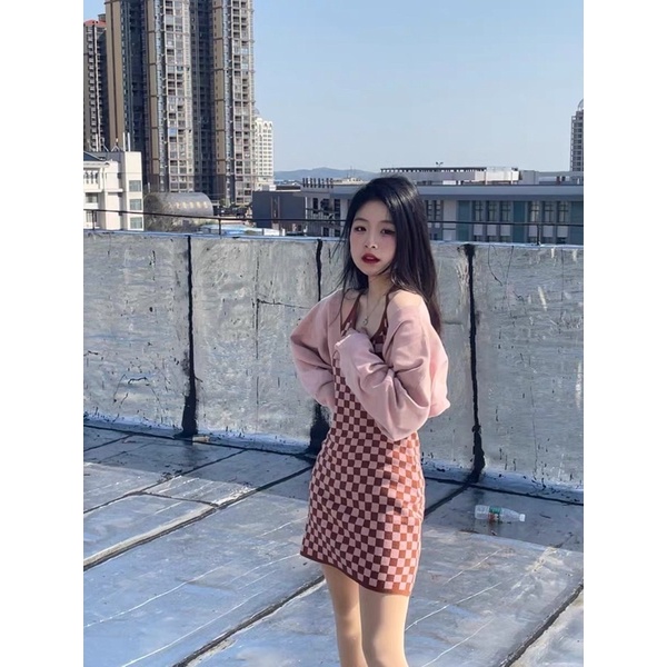 Set Váy Body Len Và Áo Khoác Ngoài