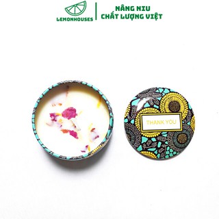 Nến Thơm Hoa Khô Tự Nhiên Chính Hãng, Sáp Thơm Cao Cấp Có Nhiều Mùi Thơm Chanh, Hoa Hồng, Vani, Lavender