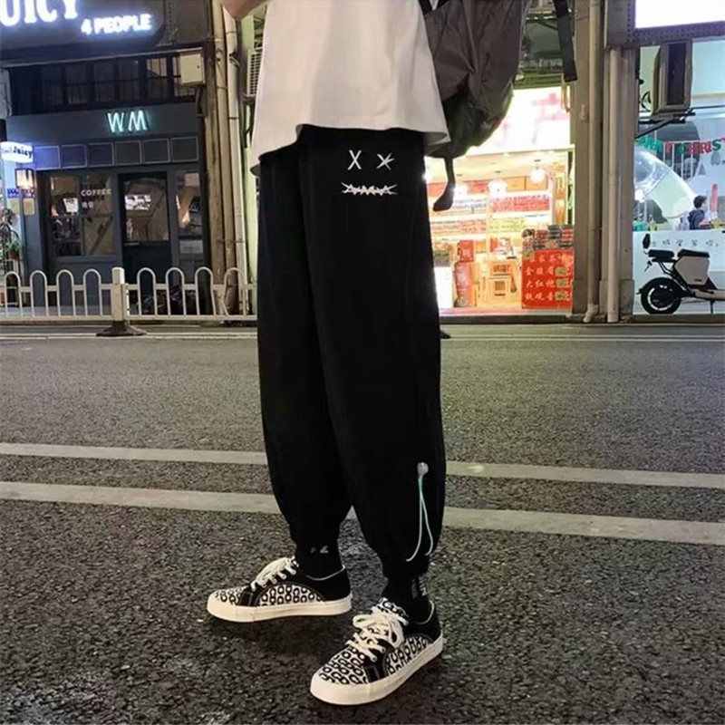 Quần ống rộng in họa tiết hoạt hình phong cách Hàn Quốc thời trang cho nam