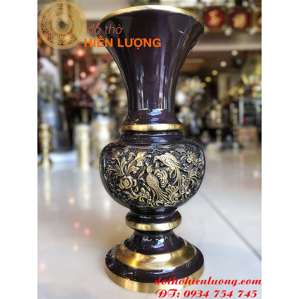 Đôi Lọ hoa, ống hương highlight nâu đậm