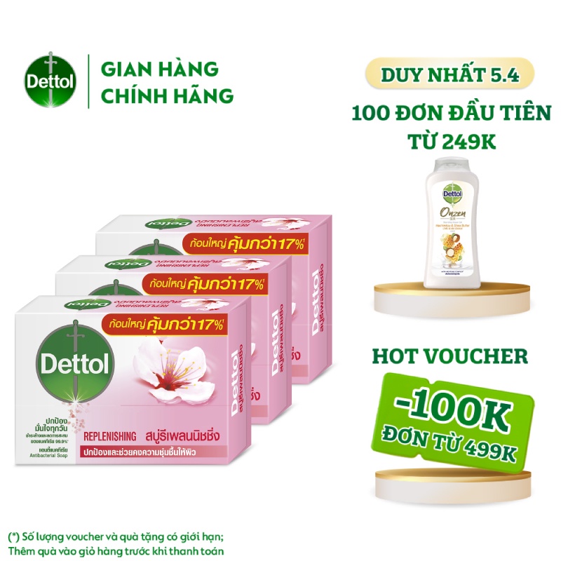 Combo 3 xà phòng Dettol kháng khuẩn chăm sóc da 100G x 3