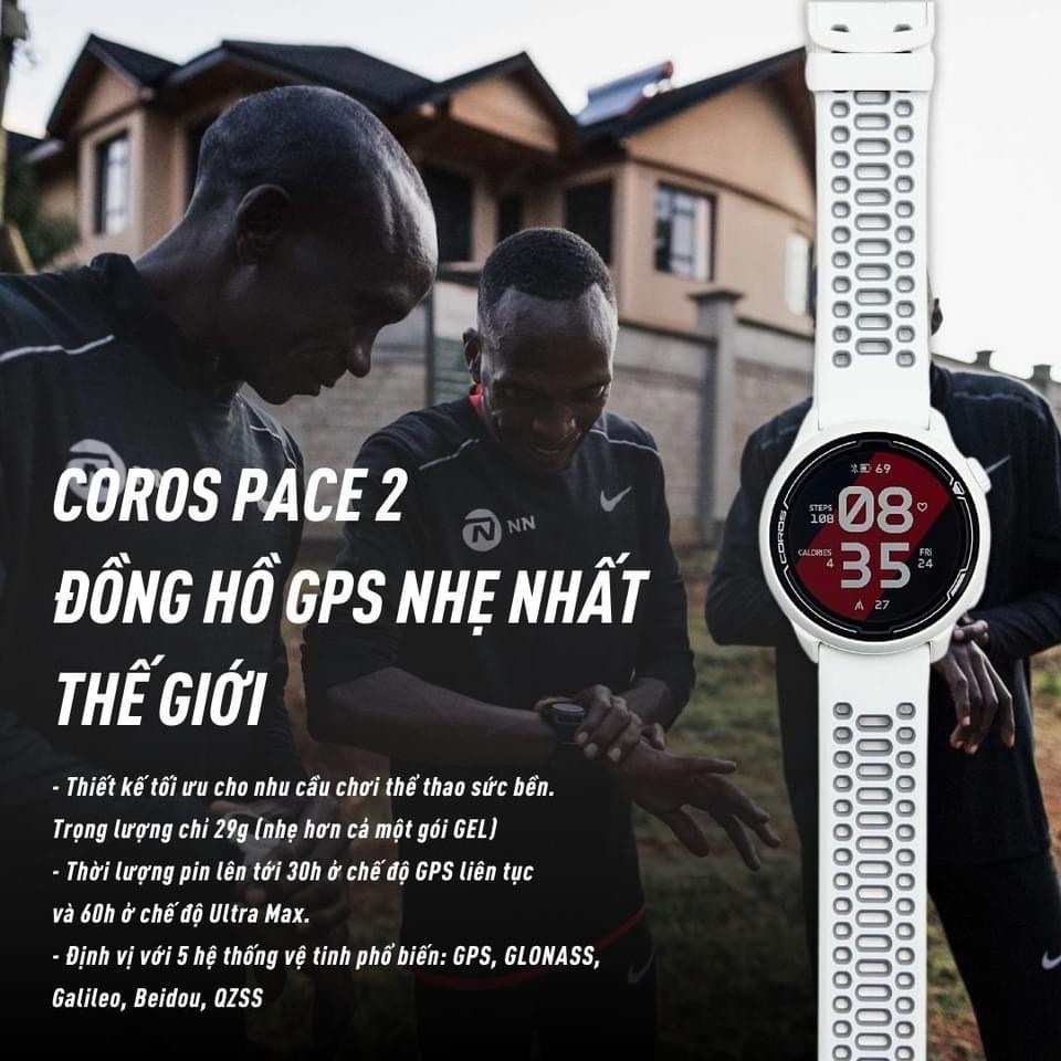 Đồng hồ chạy bộ, thể thao GPS COROS PACE 2 blue steel - Silicone band