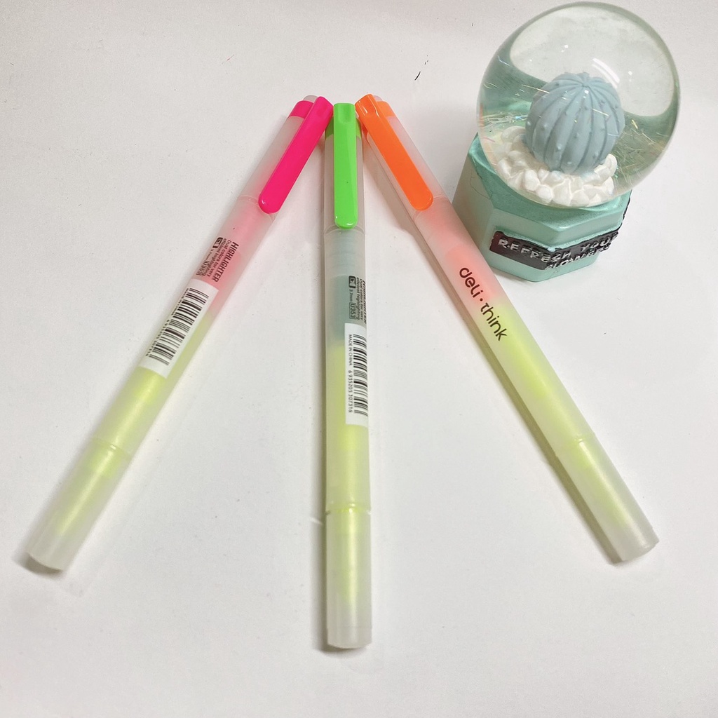 Bút Highlight 2 đầu Deli dạ quang, bút đánh dấu ghi nhớ dòng nhiều màu bắt mắt.