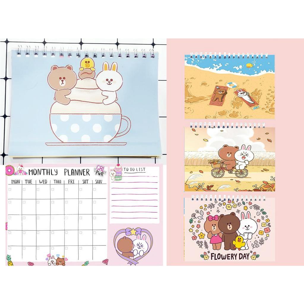 Sổ kế hoạch tháng gấu brown thỏ cony vịt sally MPI5 Monthly Planner 12 trang