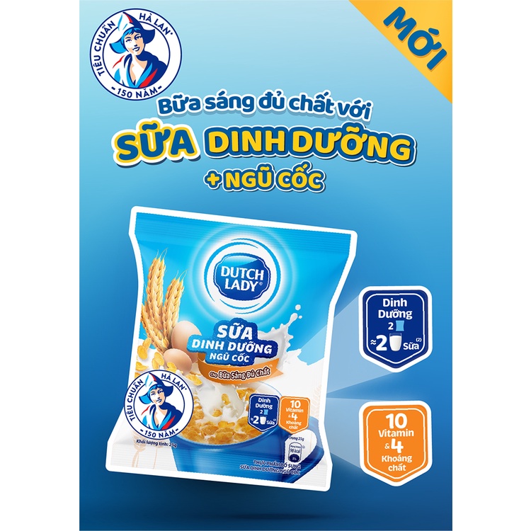 Dây 10 gói sữa bột dinh dưỡng ngũ cốc Dutch Lady - gói 25g