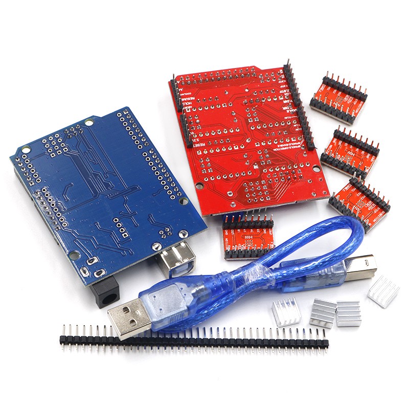 1 Bộ Bảng Mạch Mở Rộng Cnc Shield V3 + 4 Mạch Khắc A4988 Cho Arduino + Uno R3