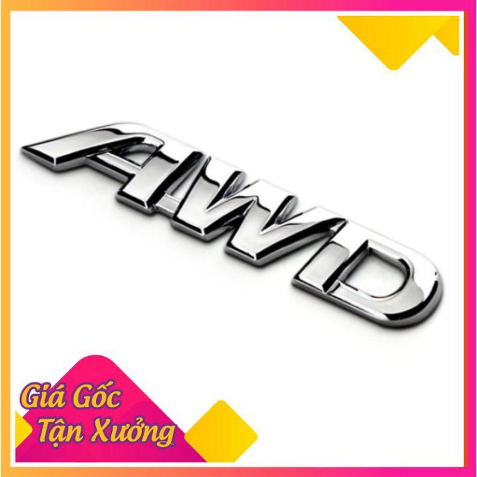 Decal tem chữ AWD inox dán ô tô G40108 MD