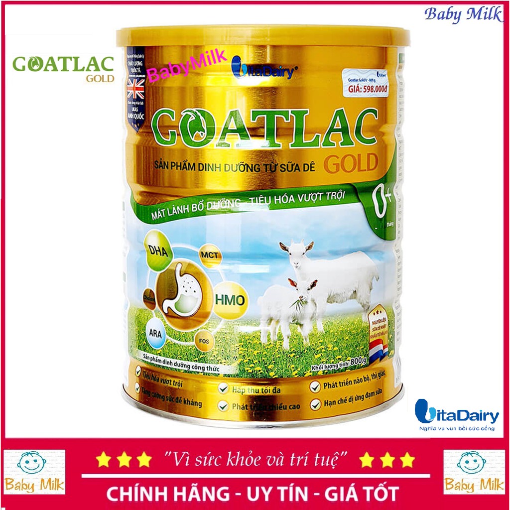 Combo 2 lon Sữa dê Goatlac gold 0+ (800g) date 6/2023