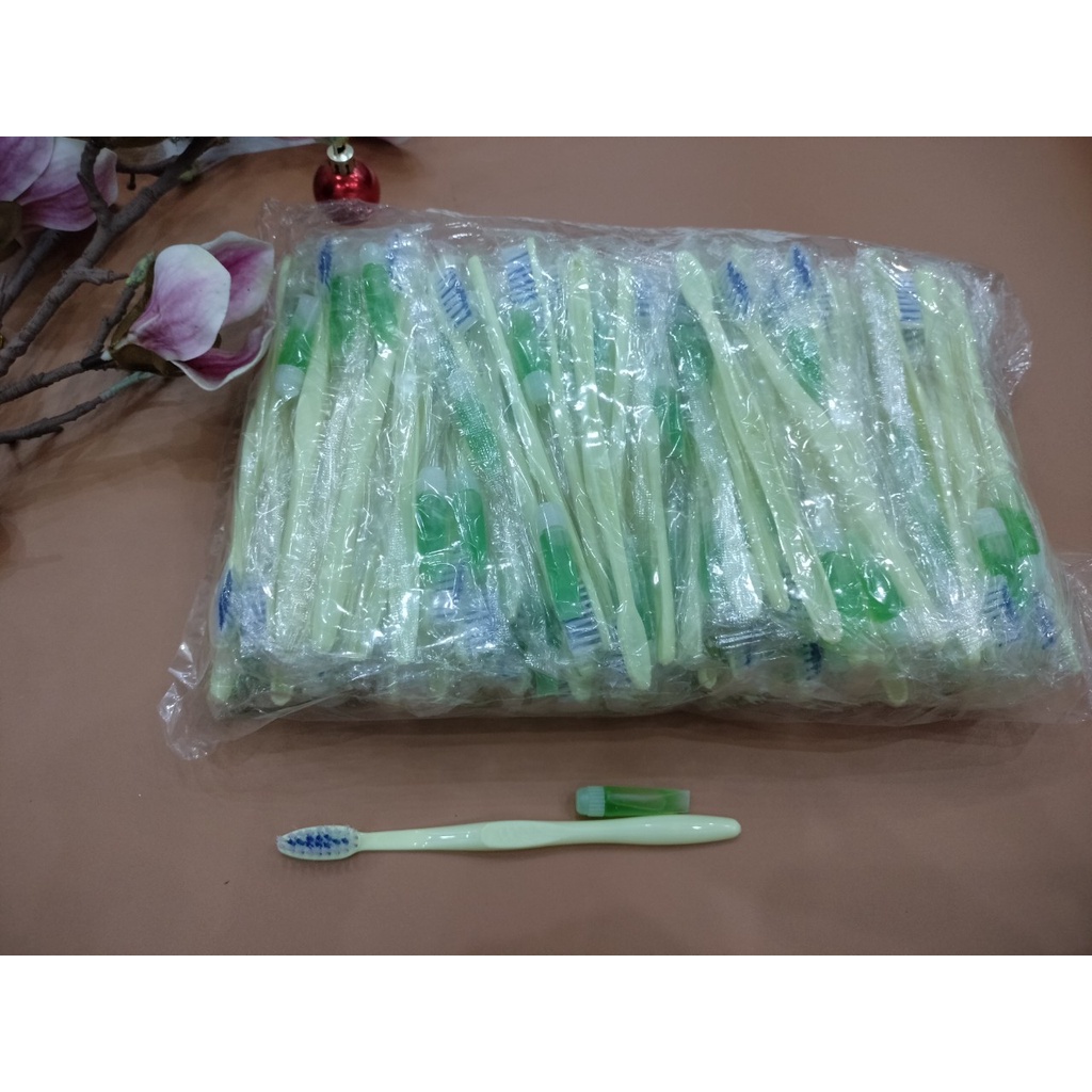 Bàn chải khách sạn, nhà nghỉ, bàn chải đánh răng dùng 1 lần, hàng cao cấp, dip đánh răng giá rẻ, Bịch 100 bộ