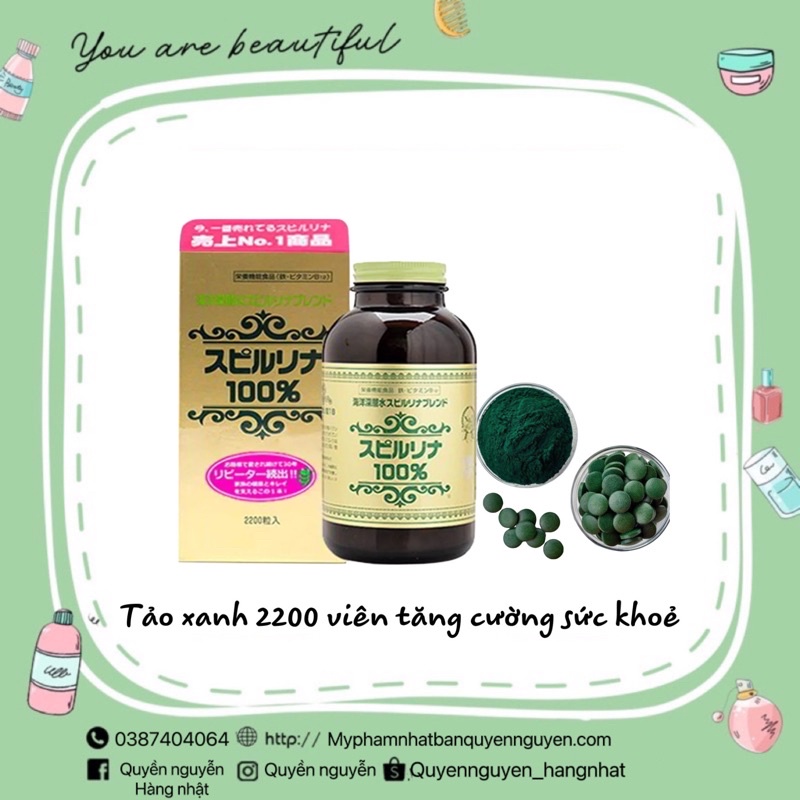 Tảo xoắn Spirulina Nhật Bản 2200 viên - Giá tốt - Hàng chính hãng