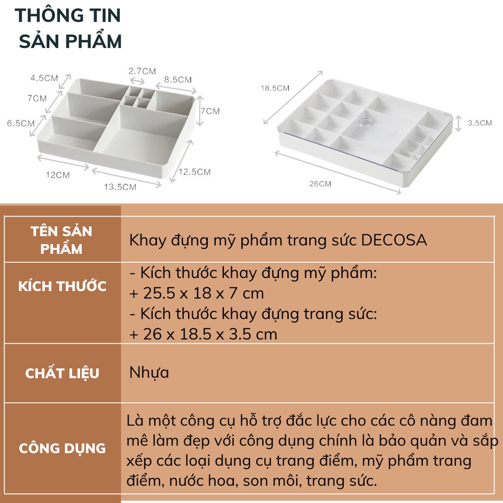 Khay đựng mỹ phẩm trang sức DECOSA