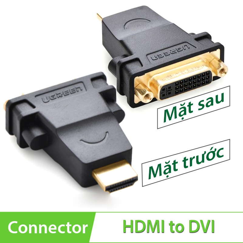 [Mã ELFLASH5 giảm 20K đơn 50K] Đầu chuyển đổi HDMI sang DVI 24+5 (âm) Ugreen 20123