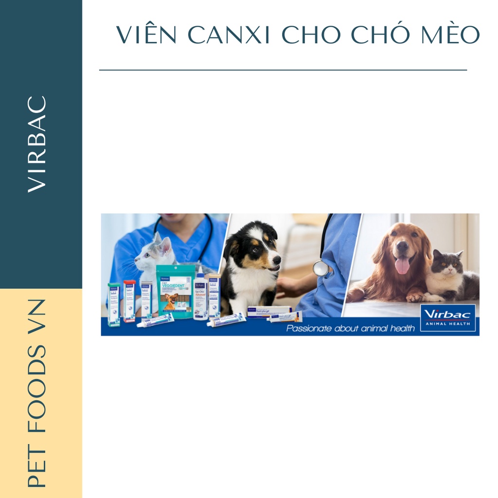 Viên canxi cho chó mèo VIRBAC Calci Delice hộp 30 viên