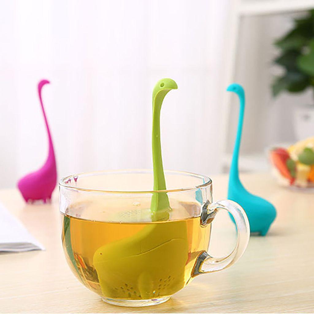 HARRIETT 1 Dụng Cụ Lọc Trà Bằng Silicone Hình Khủng Long Tay Cầm Dài Cách Nhiệt