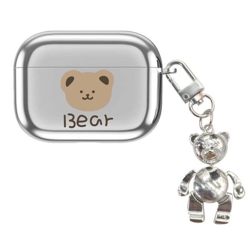 Vỏ bảo vệ hộp sạc tai nghe bằng silicon Bear họa tiết hoạt hình mạ điện cho Apple AirPods Pro AirPods 1 AirPods 2 Airpods 3(2021)