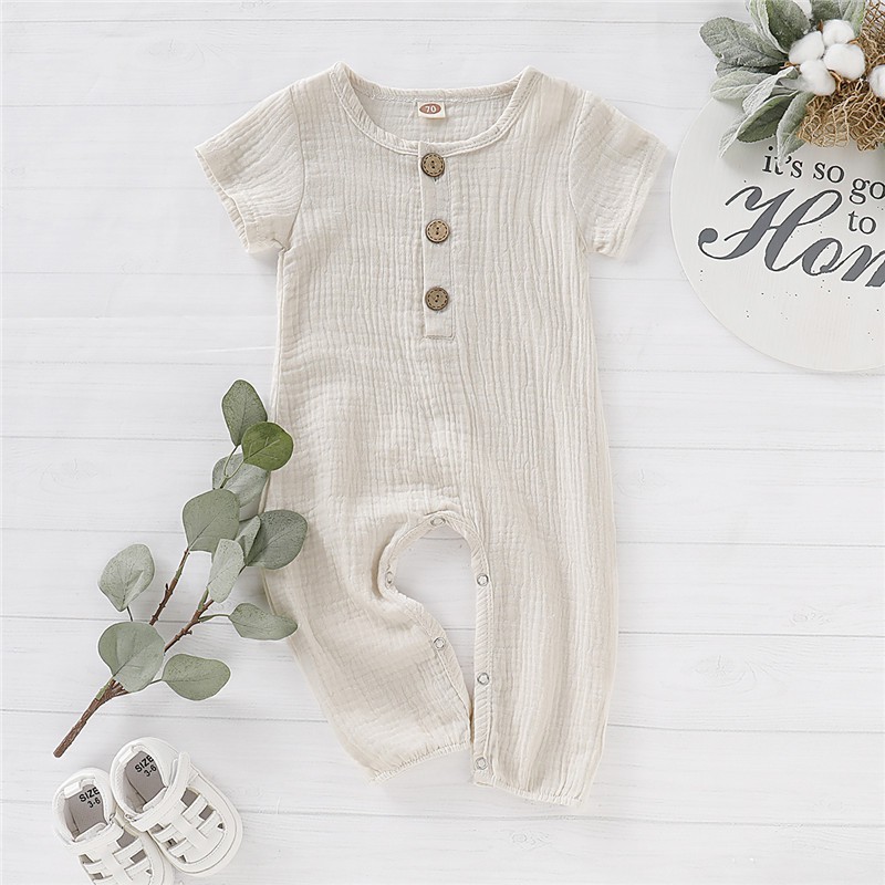 Áo liền quần Mikrdoo cotton ngắn tay dễ thương cho bé