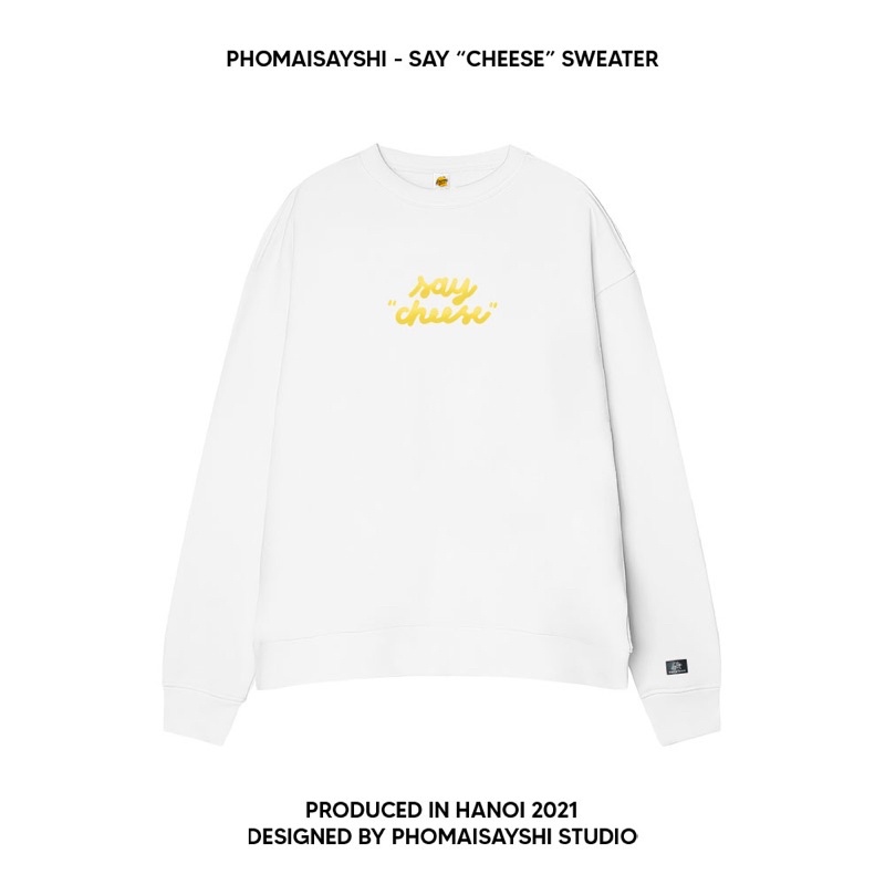 SWEATER / say "cheese" / - Trắng - Phomaisayshi áo nỉ không mũ da cá