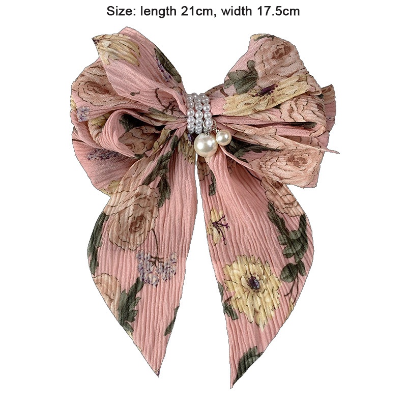 Kẹp Tóc Nơ Ruy Băng Lớn Đính Ngọc Trai Thời Trang Mới Ngọt Ngào Cho Nữ