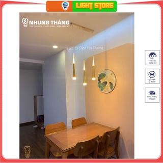 Đèn Thả Trần - Bộ 3 Đèn Thả Trần Sao Băng Thân Vàng Ánh Sáng Vàng CD205 - Tặng Kèm Bóng LED, Đế Chung Dài - Gồm 3 Ống