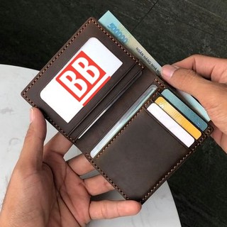 [No Box] Ví Nam Nữ Mini Kiểu Đứng Da Bò Thật May Thủ Công Nhỏ Gọn Đựng Tiền Và Thẻ Tiện Lợi BB07