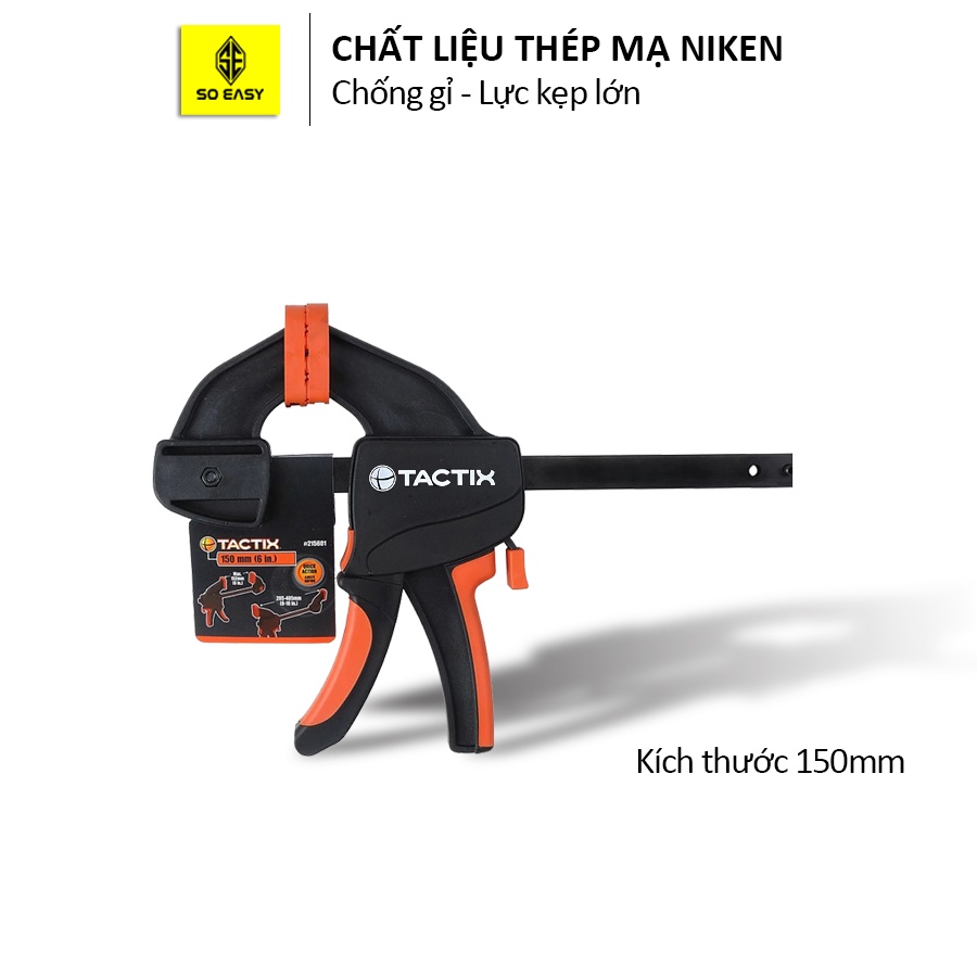 Cảo kẹp nhanh TACTIX 215605, ê tô kẹp chữ G  gỗ tăng đưa, công nghiệp nhiều kích cỡ, lực kẹp lớn